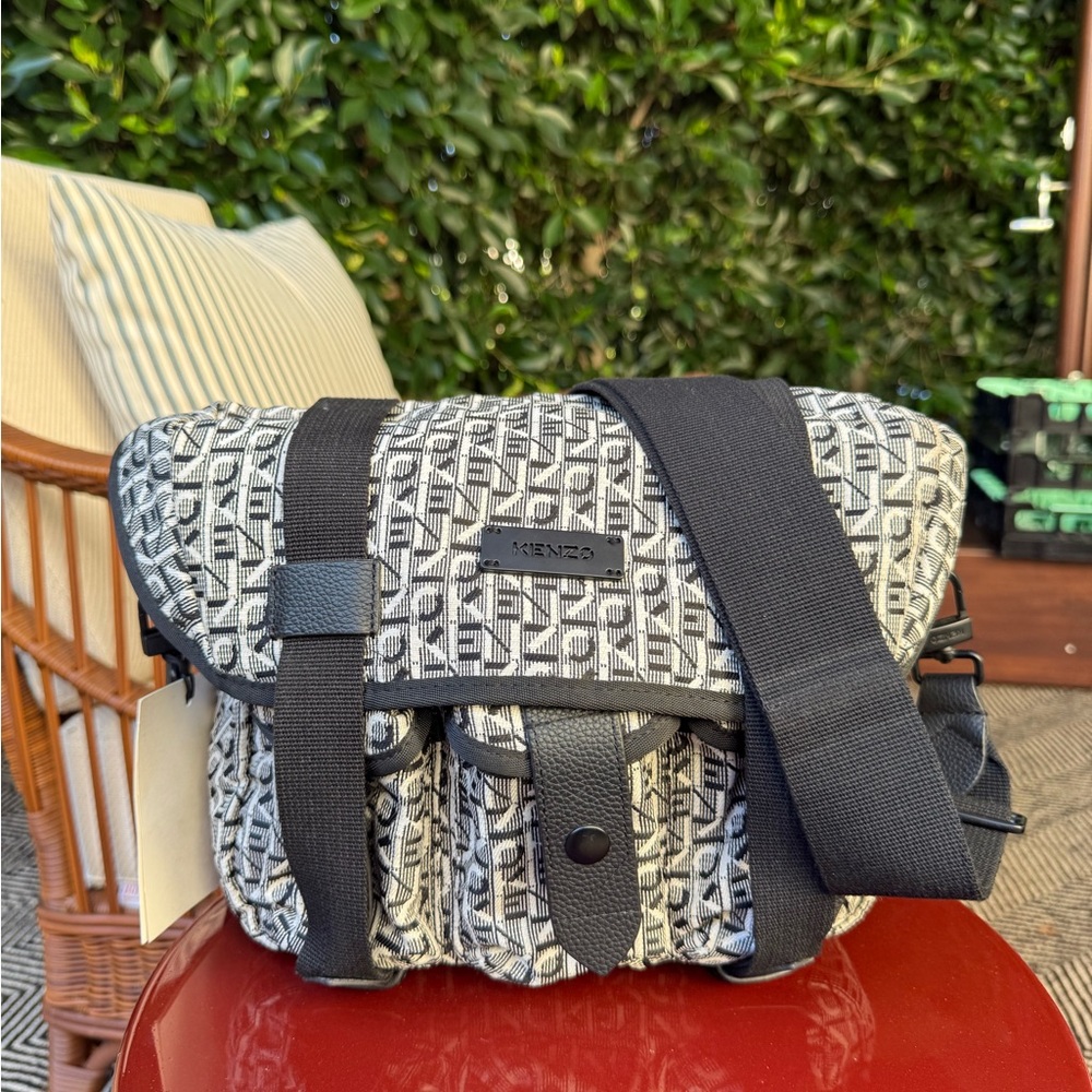Kenzo Monochrome Patterned Messenger Bag